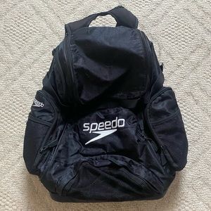 Black Speedo Swimming Backpack. Large storage bag for meets/practices.